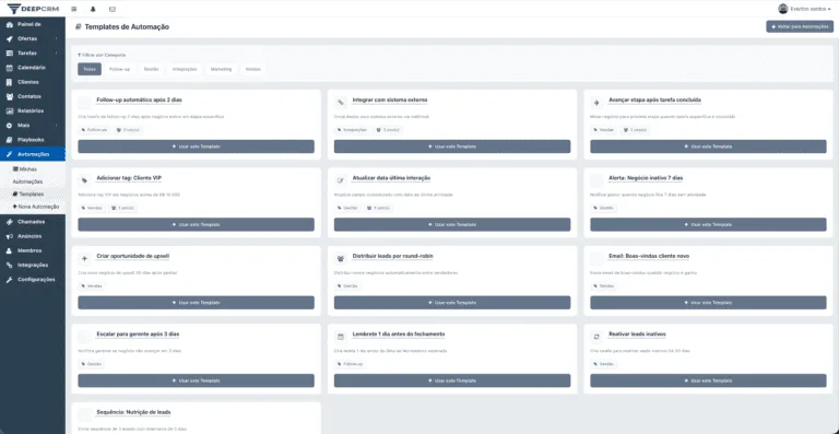 DeepCRM — Editor de automações