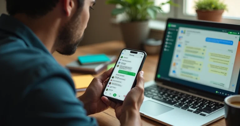 Vendedor olhando tela de celular com conversa de cliente que parou de responder