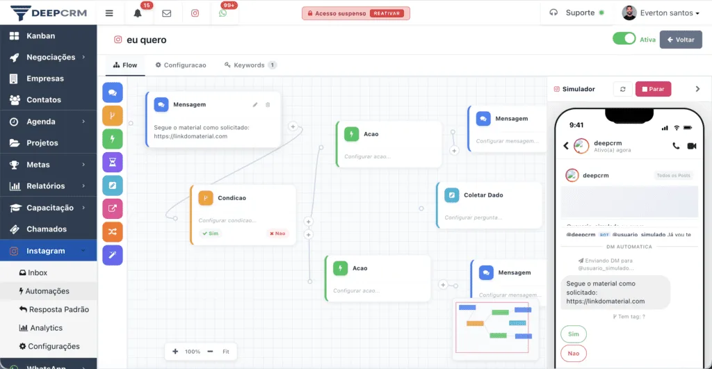 DeepCRM — Integração Instagram