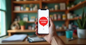 Tela de smartphone com botão de call to action destacado em vermelho